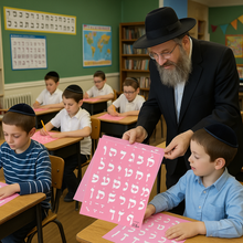 Load image into Gallery viewer, Hebrew Plastic Stencil Teaching rashi Alef Bet Letters Great for Teachers and Schools (8 x 10 in) (Teaching rashi letters25 Pack) (Teaching Yiddish Script 25 Pack)
