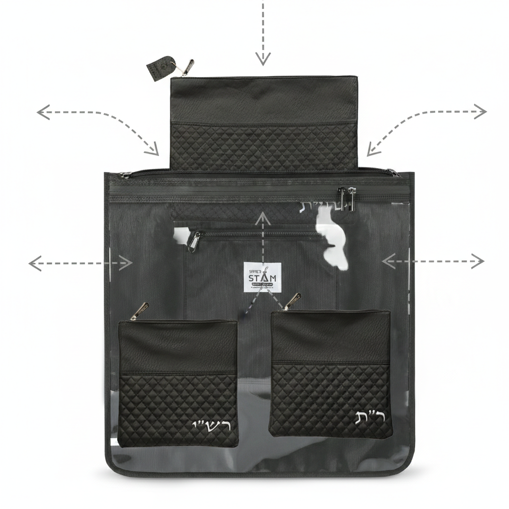Tallit tallis and Tefillin Clear Front Rain Proof Travel Tote bag with Carry Handle And shoulder strap