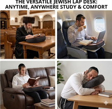 Load image into Gallery viewer, Torah Reading Stand with Cushion Base – Hands-Free Sefer Holder for Siddur, Chumash &amp; Gemara – Adjustable Lap Book Stand for Bed, Sofa &amp; Desk – Comfortable Neck Support Reading Pillow
