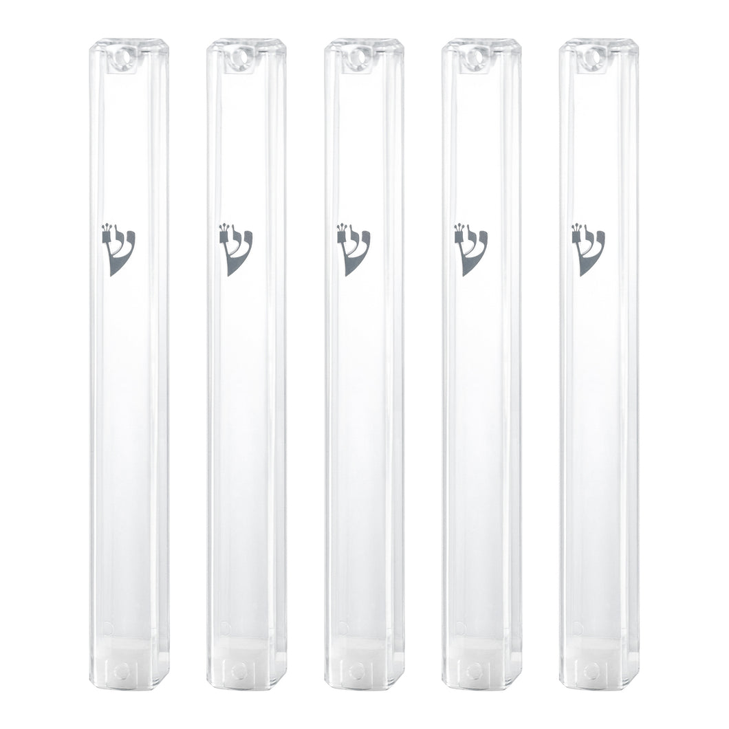 PLASTIC MEZUZAH CASE Rectangle Shape CLEAR  SILVER  shin waterproof Sold in unit of 5 pcs