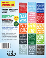 Load image into Gallery viewer, Plastic tracing Stencils Set for Children Alphabet and Number Drawing Painting Pretty Great Fonts for Yearbook (8x10 inches) 15 Pack (ABC Alphabet and Number) minimum order amount of 12 sets
