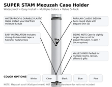 Load image into Gallery viewer, MEZUZAH CASE Holder Plastic Semiround COLOR OPTIONS Sihin Waterproof Rubber Cork lot of 5
