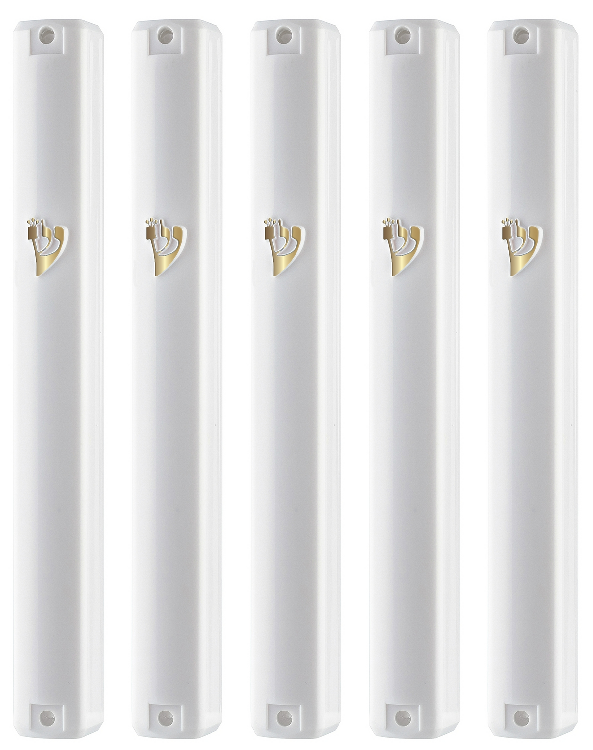PLASTIC MEZUZAH CASE Rectangle Shape WHITE COLOR GOLD  shin waterproof Sold in unit of 5 pcs