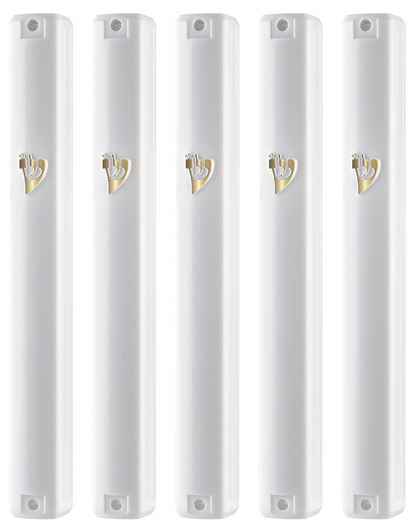 PLASTIC MEZUZAH CASE Rectangle Shape WHITE COLOR GOLD  shin waterproof Sold in unit of 5 pcs