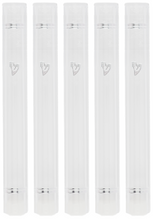 Load image into Gallery viewer, PLASTIC MEZUZAH CASE White Silver shin Semiround with little design self Stick Waterproof Rubber Cork
