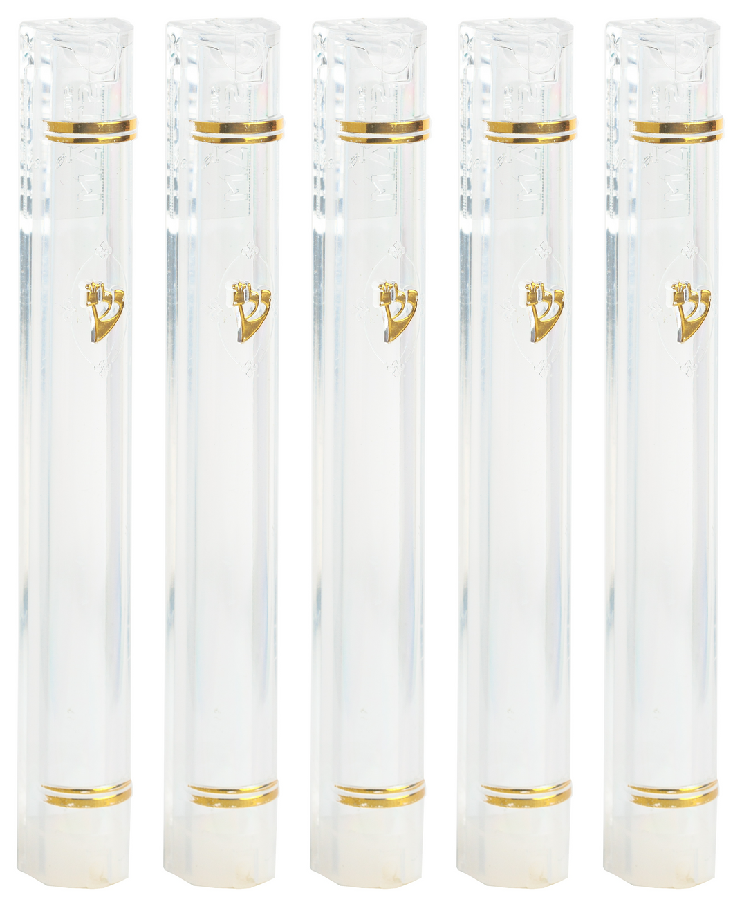 PLASTIC MEZUZAH CASE CLEAR Gold shin Semiround with little design self Stick Waterproof Rubber Cork