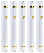 Load image into Gallery viewer, PLASTIC MEZUZAH CASE White Gold shin Semiround with little design self Stick Waterproof Rubber Cork
