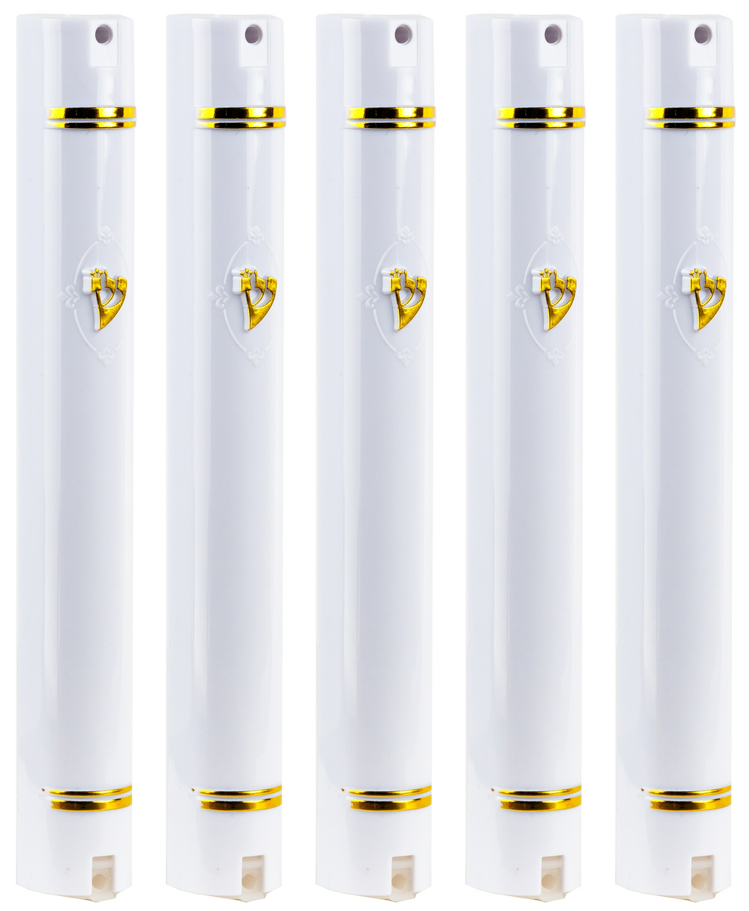 PLASTIC MEZUZAH CASE White Gold shin Semiround with little design self Stick Waterproof Rubber Cork