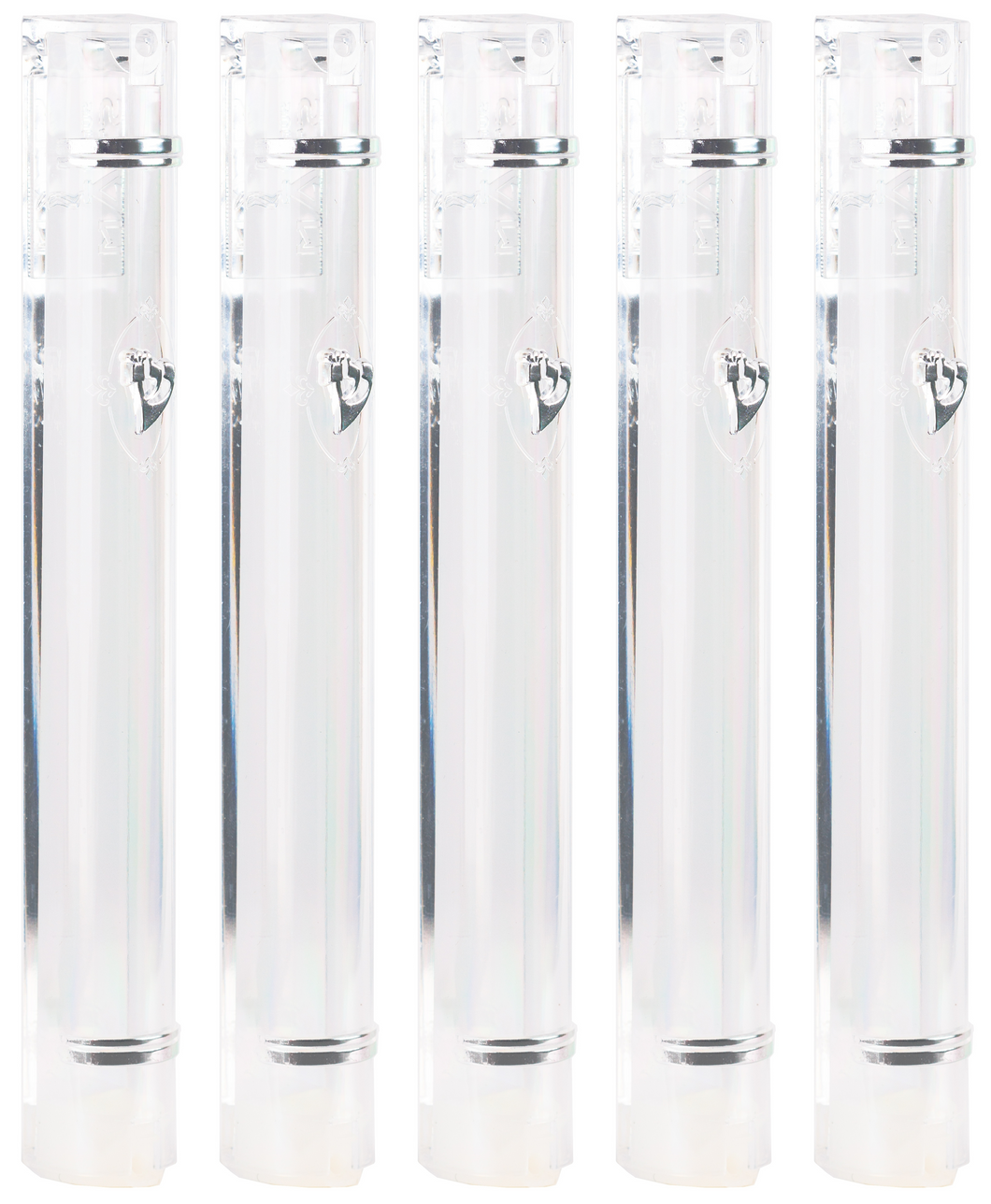 PLASTIC MEZUZAH CASE CLEAR Silver shin Semiround with little design self Stick Waterproof Rubber Cork