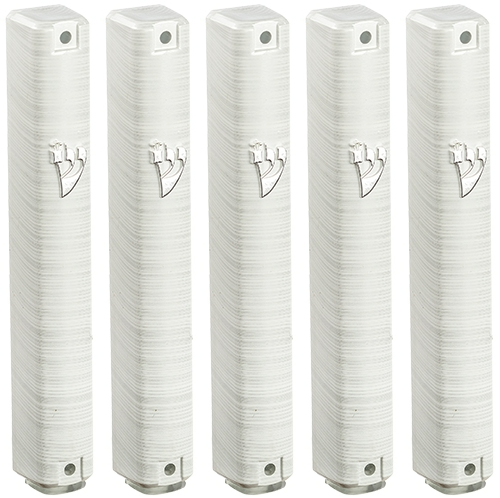 MEZUZAH CASE Plastic Rectangle Shape Silver shin Waterproof Rubber Cork lot of 5 (White and Brushed Silver  Sold in unit of 5 pcs