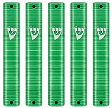 Load image into Gallery viewer, MEZUZAH CASE Plastic Rectangle Shape Silver shin Waterproof Rubber Cork lot of 5 (Green and Brushed Silver Sold in unit of 5 pcs
