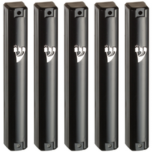 Load image into Gallery viewer, MEZUZAH CASE Plastic Rectangle Shape Silver shin Waterproof Rubber Cork lot of 5 (Matte Black And Silver Shin)  Sold in unit of 5 pcs
