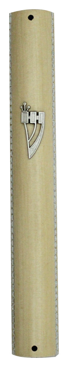 MEZUZAH CASE L.BROWN COLOR- SEMI ROUND with chain design