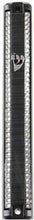 Load image into Gallery viewer, Plastic MEZUZAH CASE Black And Silver lines  with Stones Silver shin Waterproof Rubber Cork
