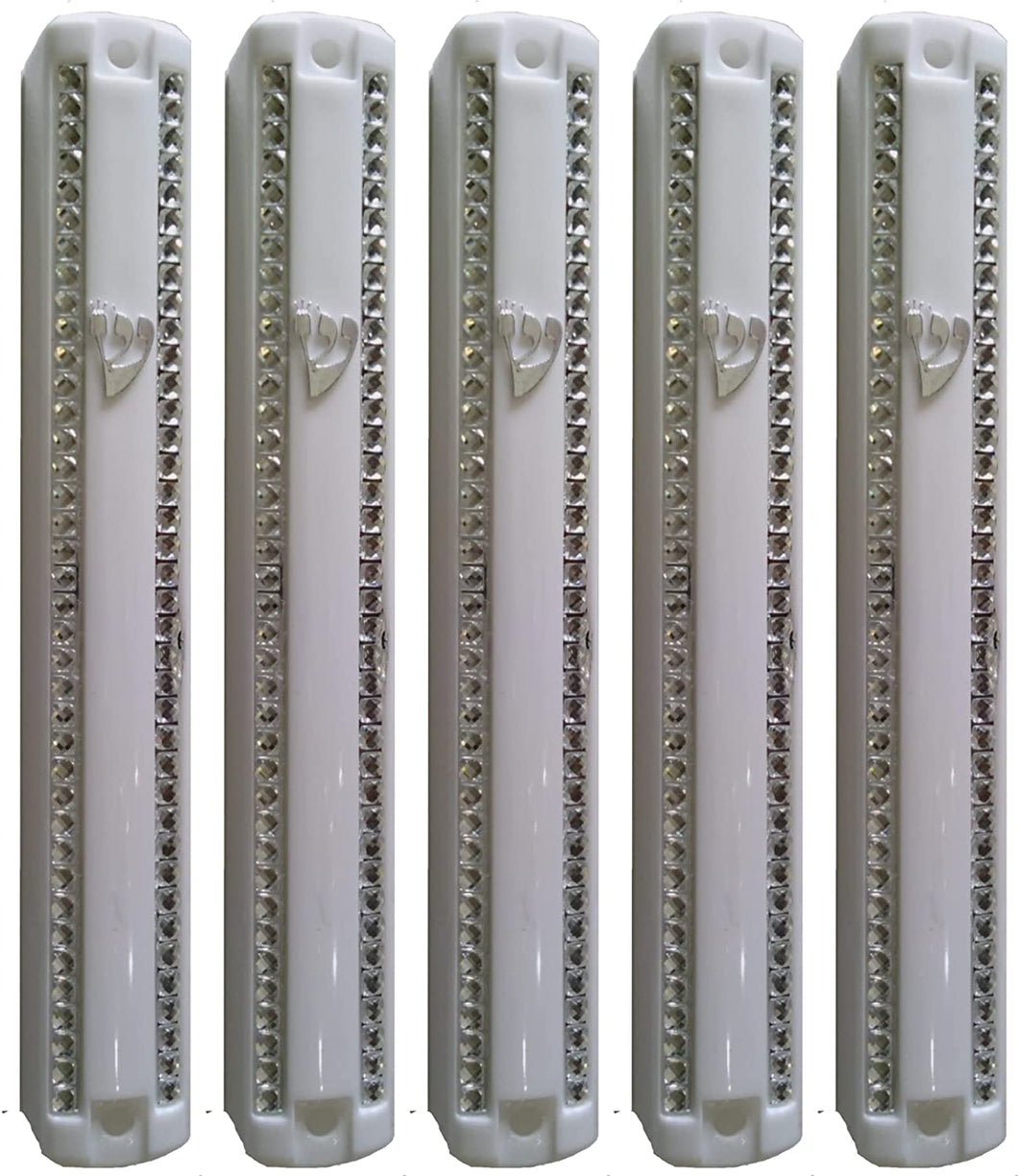 Plastic MEZUZAH CASE WHITE with Stones Silver shin  Waterproof Rubber Cork