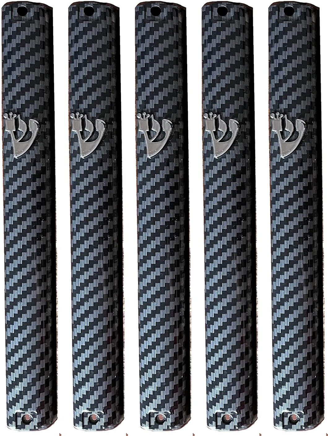 PLASTIC MEZUZAH CASE Rectangle Shape Carbon Fiber (Black - Silver) Silver shin  sizes optional Waterproof