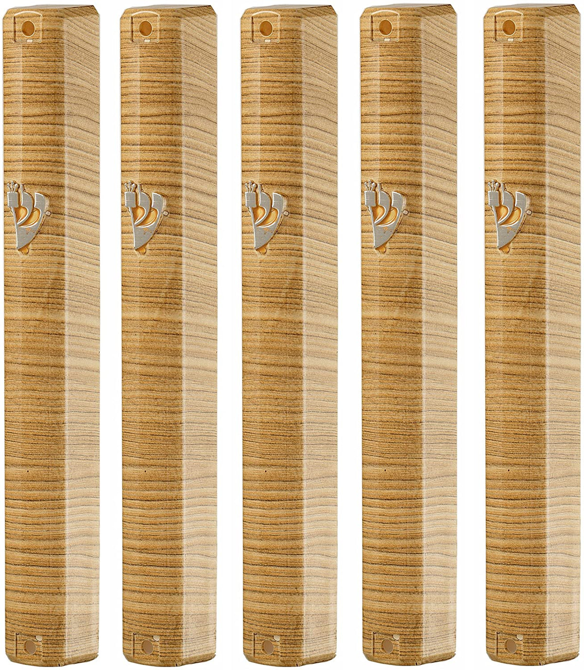 Plastic MEZUZAH CASE Holder (shidell) מזוזה METAL PAINTED WOOD Brown white striped Rubber Cork  lot of 5