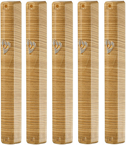 Plastic MEZUZAH CASE Holder (shidell) מזוזה METAL PAINTED WOOD Brown white striped Rubber Cork  lot of 5