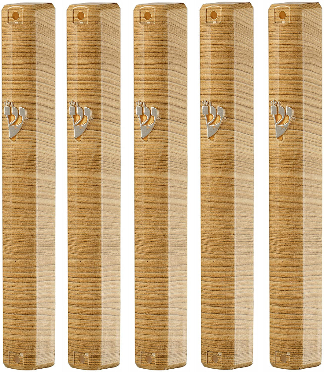 Plastic MEZUZAH CASE Holder (shidell) מזוזה METAL PAINTED WOOD Brown white striped Rubber Cork  lot of 5