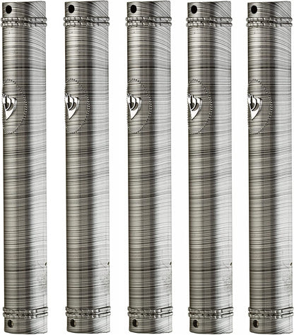 PLASTIC MEZUZAH CASE Black and Silver Lines  Semiround silver shin self Stick Waterproof Rubber Cork Sold in unit of  5 pcs