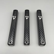 Load image into Gallery viewer, PLASTIC MEZUZAH CASE Rectangle Shape Carbon Fiber (Black - Silver) Silver shin  sizes optional Waterproof
