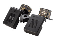 Load image into Gallery viewer, SUPER STAM Plastic Tefillin Boxes Case BLACK AND GOLD FOR רבינו תם Rabbeinu Tam  with GOLD Metal Plate on top set of 2 shel rosh and Shel Yad For Righty being sold in unit of 12 sets
