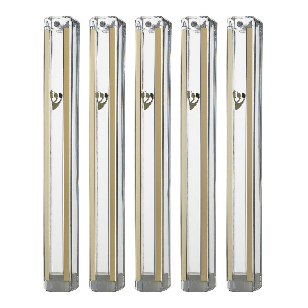 MEZUZAH CASE CLEAR Plastic with Mirror Design Rubber Cork Waterproof Rubber Cork Sold in unit of 5 pcs