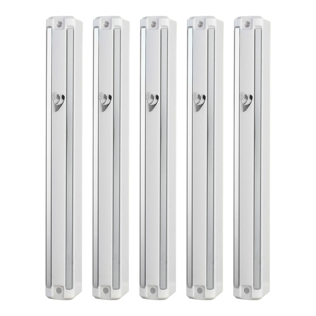Plastic MEZUZAH CASE WHITE With Mirror Design Rubber Cork Waterproof Rubber Cork Sold in unit of 5 pcs