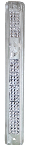 Plastic MEZUZAH CASE CLEAR with Stones 2965 Silver shin Waterproof Rubber Cork