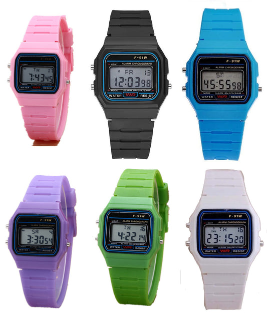 Digital Sports Watch for Men Women – Classic Rectangle Case Wristwatch with Alarm, Chronograph Stopwatch, Night Light, Waterproof Resin Band, Quartz Movement – Casual Everyday Wear
