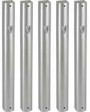 Load image into Gallery viewer, MEZUZAH CASE ALUMINUM  15 CM, MATT, WITH HOLES AND METAL SHIN Sold in unit of 5 pcs.

