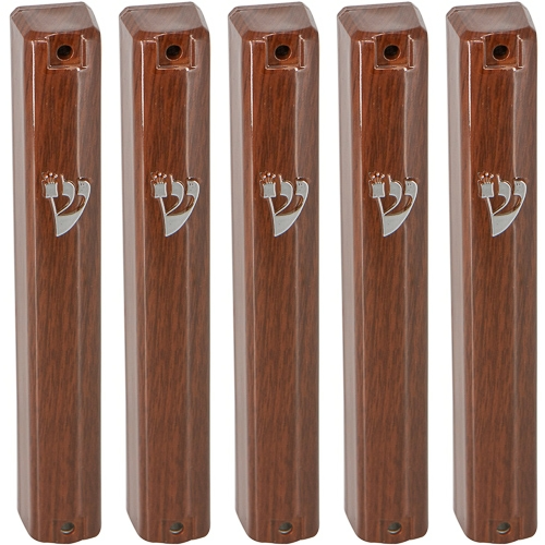 Plastic MEZUZAH CASE Holder (shidell) מזוזה  Dark Brown color striped Rubber Cork  lot of 5