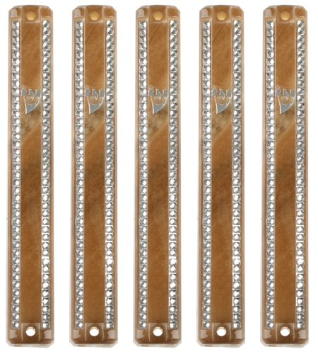 Plastic MEZUZAH CASE 3d Metallic Paint- Marble  with Stones Silver shin Waterproof Rubber Cork