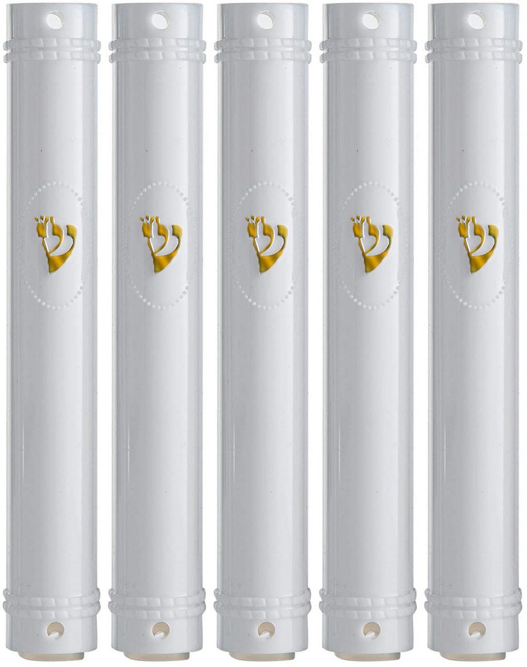 PLASTIC MEZUZAH CASE WHITE  Semiround  Gold Shin self Stick Waterproof Rubber Cork